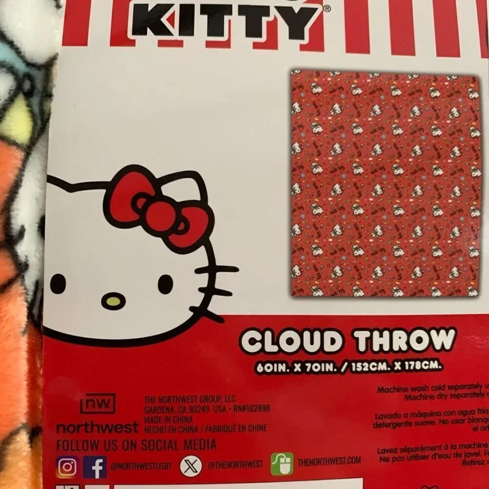 Hello kitty cloud throw blanket hamburger theme summer hellokittycore